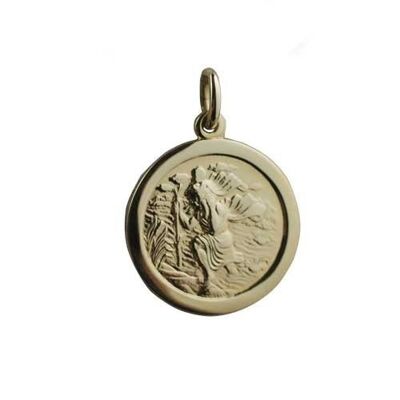 18ct 20mm round plain St Christopher Pendant