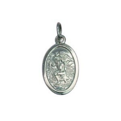 9ct white 17x11mm oval St Christopher Pendant
