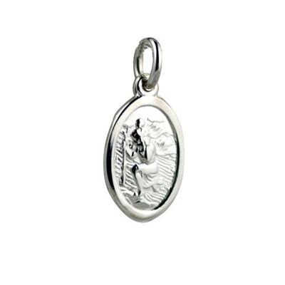 Silver 17x11mm oval St Christopher Pendant