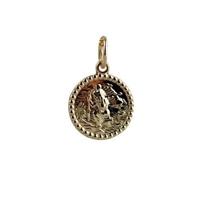 9ct 13mm round beaded edge St Christopher Pendant