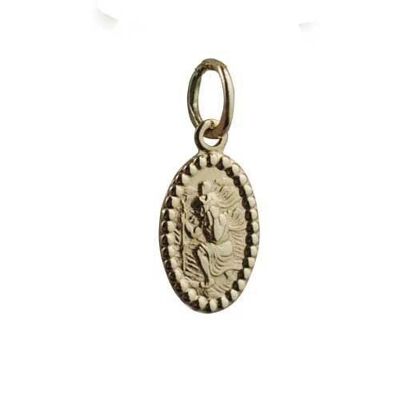 18ct 13x8mm oval beaded edge St Christopher Pendant