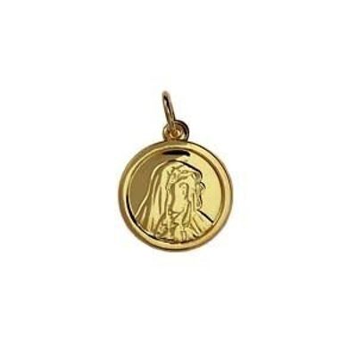 9ct 13mm Round Our Lady of sorrows Madonna Pendant