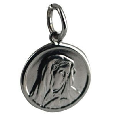 9ct white 13mm Round Our Lady of sorrows Madonna Pendant
