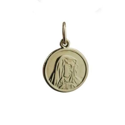 18ct 13mm round Our Lady of sorrows Madonna Pendant