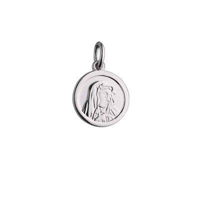 Silver 14mm Round Our Lady of sorrows Madonna Pendant