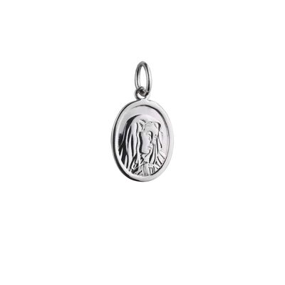 Silver 14x11mm oval Our Lady of sorrows Madonna Pendant