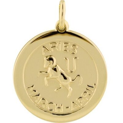 9ct 22mm round Aries Zodiac Pendant