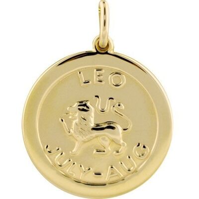 9ct 22mm round Leo Zodiac Pendant