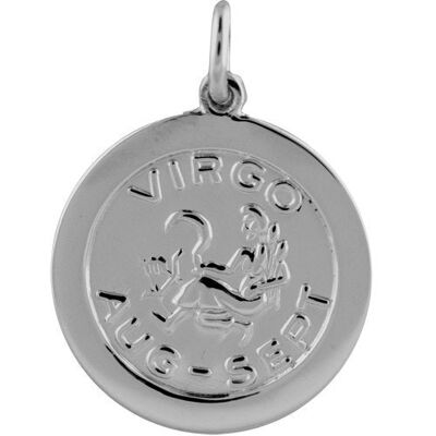 Silver 22mm round Virgo Zodiac Pendant