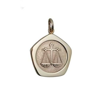 9ct 21mm five sided Libra Zodiac Pendant