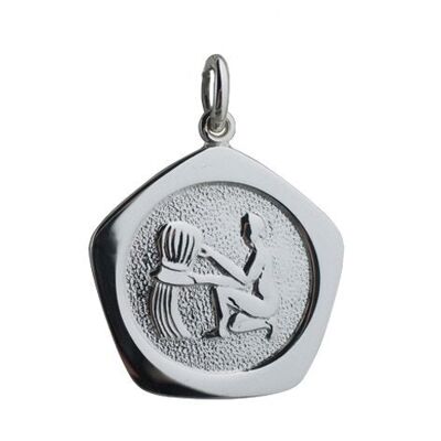 Silver 21mm five sided Aquarius Zodiac Pendant
