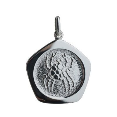 Silver 21mm five sided Cancer Zodiac Pendant