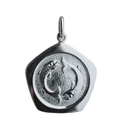 Silver 21mm five sided Pisces Zodiac Pendant