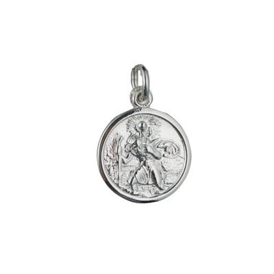 Silver 16mm round St Christopher Pendant