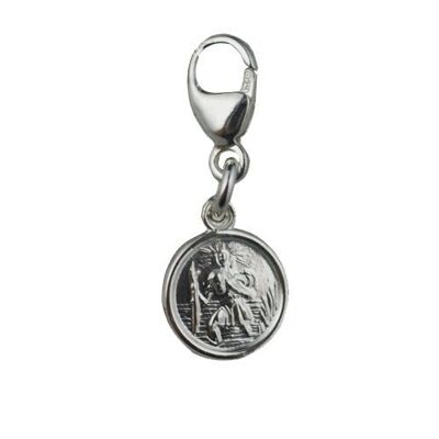 Silver 8mm round St Christopher Pendant on a lobster trigger
