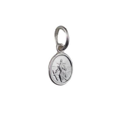 Silver 8x6mm oval St Christopher Pendant or Charm