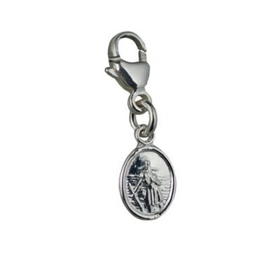 Silver 8x6mm oval St Christopher Pendant or Charm on a lobster trigger