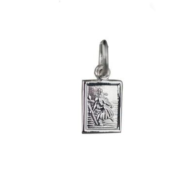 Silver 8x6mm rectangular St Christopher Pendant or Charm