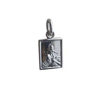 Silver 12x10mm rectangular St Christopher Pendant or Charm