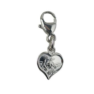 Silver 8mm heart St Christopher Charm on a lobster trigger