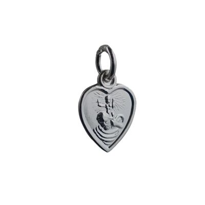 Silver 12x11mm heart St Christopher Charm