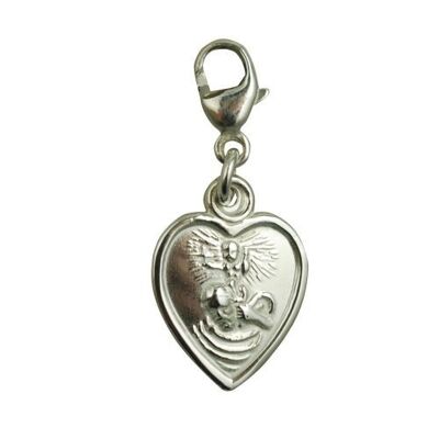 Silver 12x11mm heart St Christopher Charm on a lobster trigger