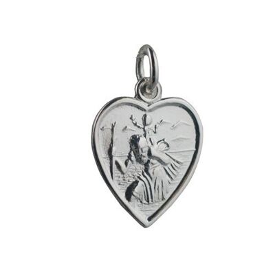 Silver 17x16mm heart St Christopher Charm