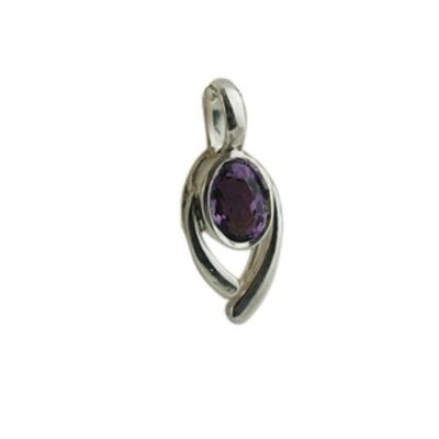 Silver 7x5mm amethyst Pendant