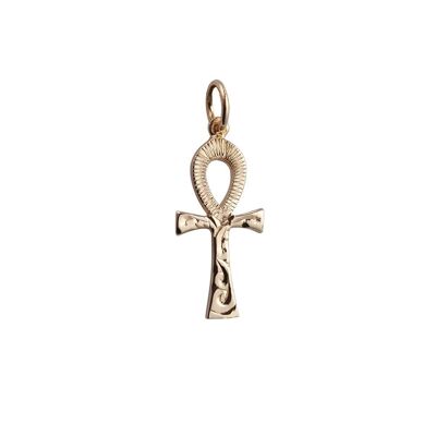 9ct 18x10mm hand engraved Solid Ankh Cross