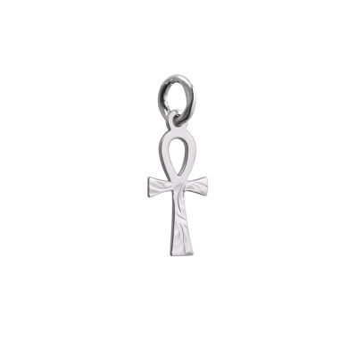 Silver 18x10mm hand engraved Ankh Cross