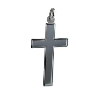 Silver 34x19mm Engine turned line border Flat Latin Cross