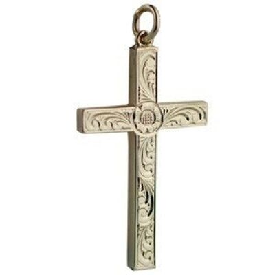 9ct 40x25mm Victorian hand engraved Solid Block Cross