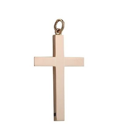 9ct rose 40x25mm plain Solid Block Cross