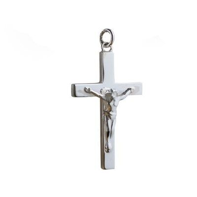 Silver 40x25mm Solid Block Crucifix Cross