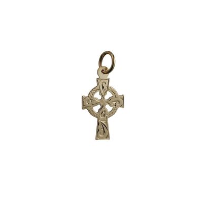 9ct 16x11mm hand Engraved Celtic Cross