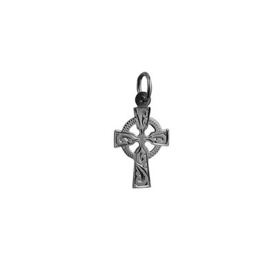 9ct white 16x11mm hand Engraved Celtic Cross