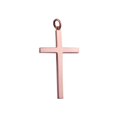 9ct rose 40x24mm Plain Solid Block Cross