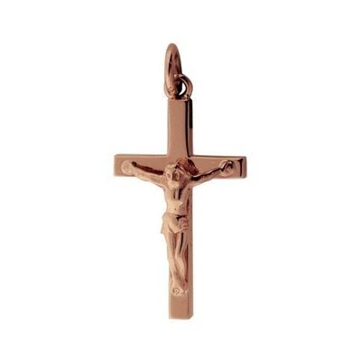 9ct rose 30x18mm Solid Block Crucifix Cross