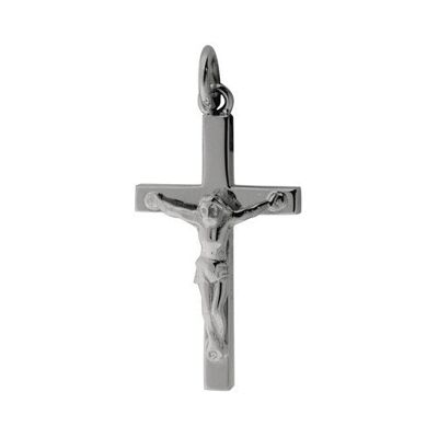 Silver 30x18mm Solid Block Crucifix Cross
