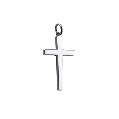 9ct white 30x18mm Plain Solid Block Cross