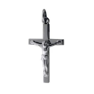 9ct white 30x18mm Solid Block Crucifix Cross