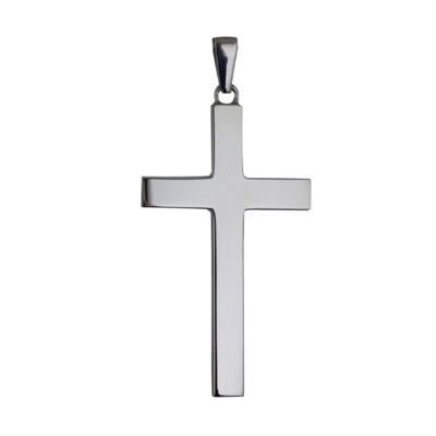 Silver 55x33mm Plain Solid Block Cross with bail