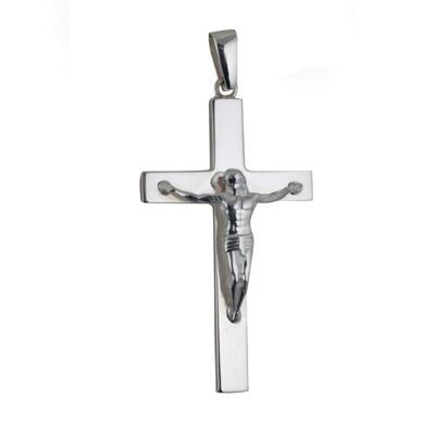 Silver 55x33mm Solid Block Crucifix Cross with bail