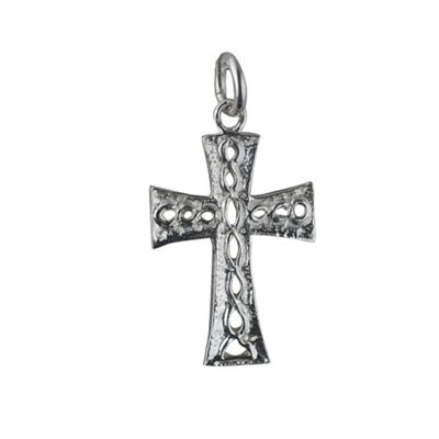 Silver 24x17mm knot embossed Celtic Cross
