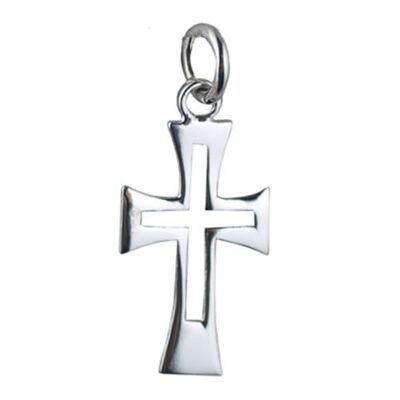 Silver 21x12mm Fancy pierced Cross