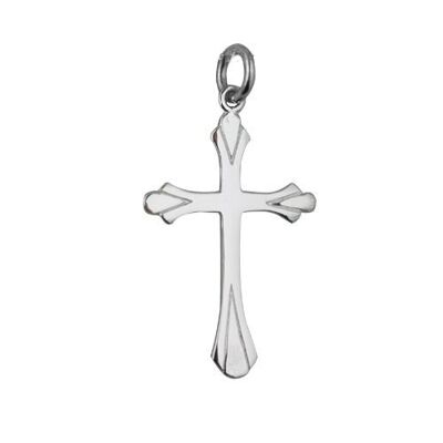 Silver 31x20mm Fancy Cross