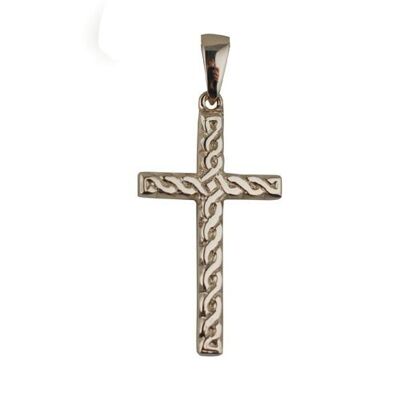 9ct 38x23mm knot embossed Celtic Cross with bail