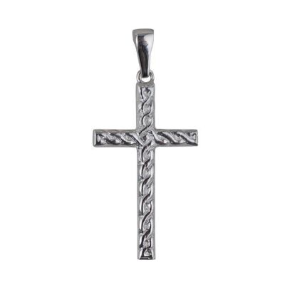 Silver 38x23mm knot embossed Celtic Cross with bail