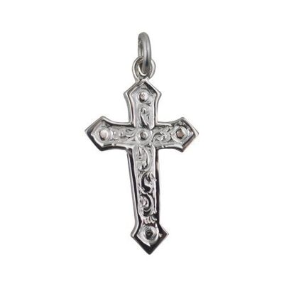 Silver 28x17mm fancy embossed pattern Cross