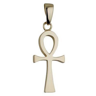 18ct 32x16mm plain Solid Ankh or Peace Cross with bail